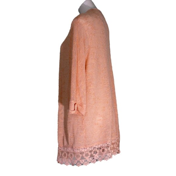 Forever 21 Peach Lace Hem Cardigan Size Large - Picture 3 of 5